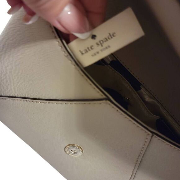 Kate Spade Neutral Taupe Leather Envelope Flap Crossbody Shoulder Bag - Picture 11 of 12